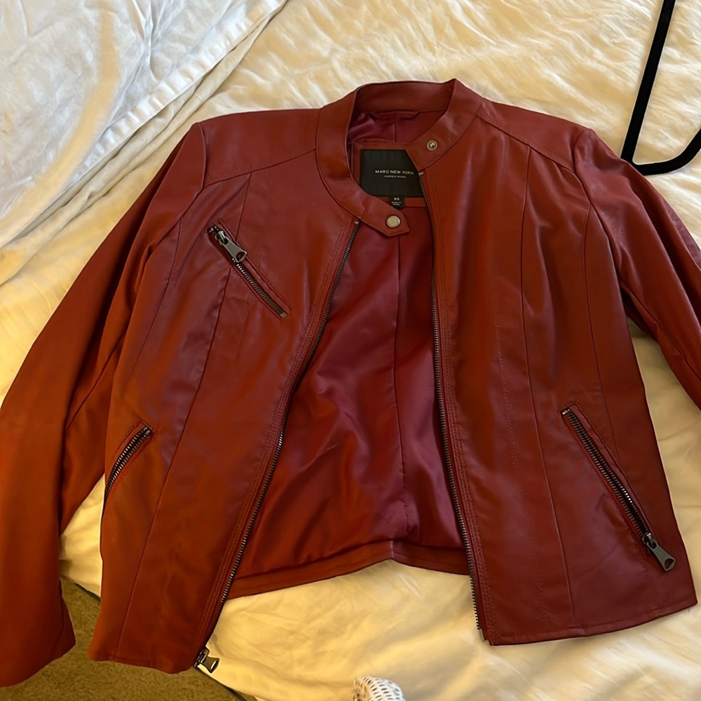 Red Faux Leather Jacket